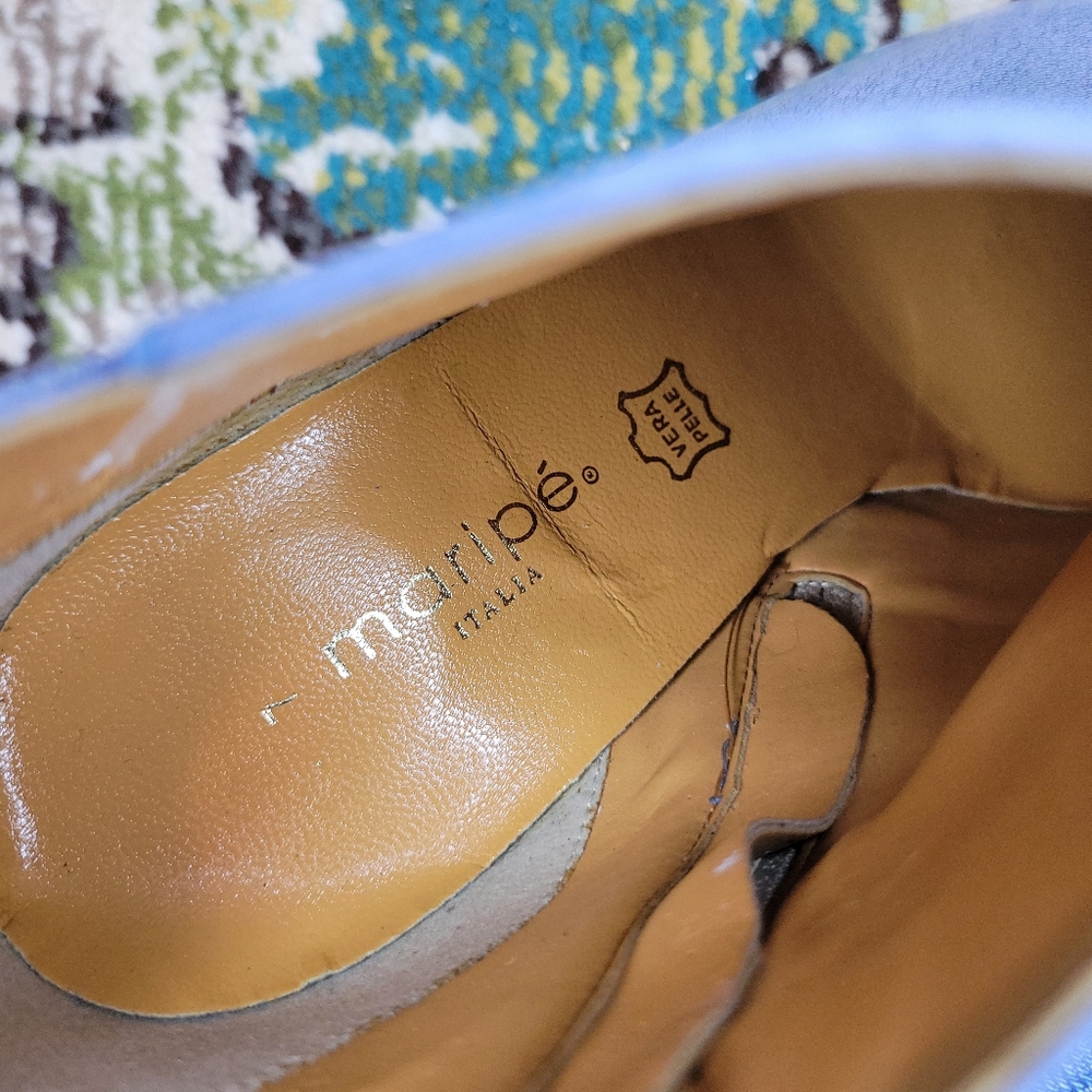 Maripé‎ Italian Leather Blue Washed Pointed Toe Ankle Boots, Size Womens 7 - Picture 9 of 11